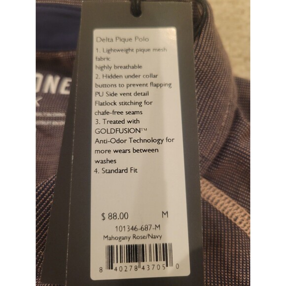 NEW Rhone Delta Pique Short Sleeve Polo Shirt Top Performance Men MED Anti Odor - Picture 9 of 12